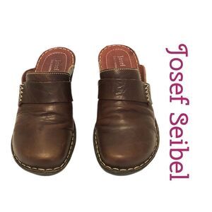 Josef Seibel Brown Leather Clogs Size 38 (7 - 7.5)